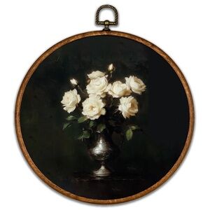 Retro Aesthetic White Floral Wall Art Decor - Botanical Neutral Mid Century🐙